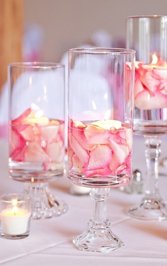 centros de mesa para boda con velas flotantes