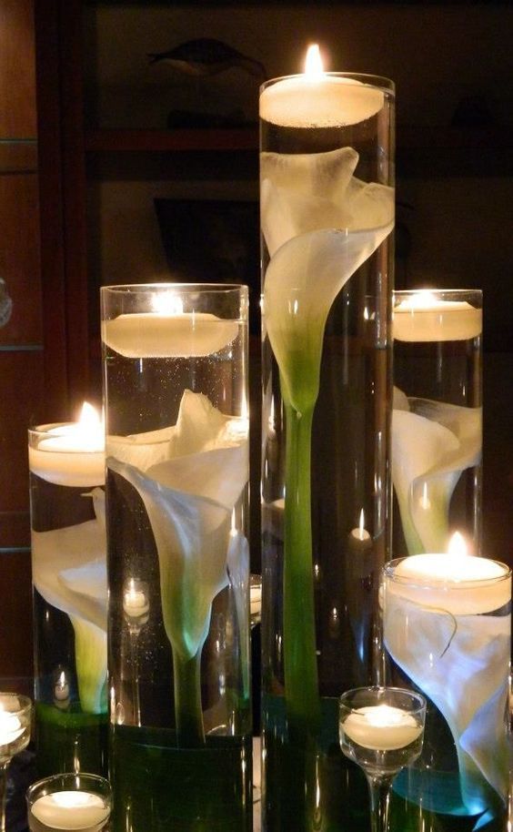 centros de mesa para boda con velas flotantes
